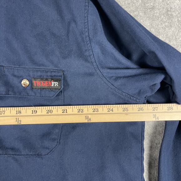 Tecgen FR Shirt Mens XL Blue Button Down Flame Resistant ATPV 8.0 Workwear - Picture 7 of 16